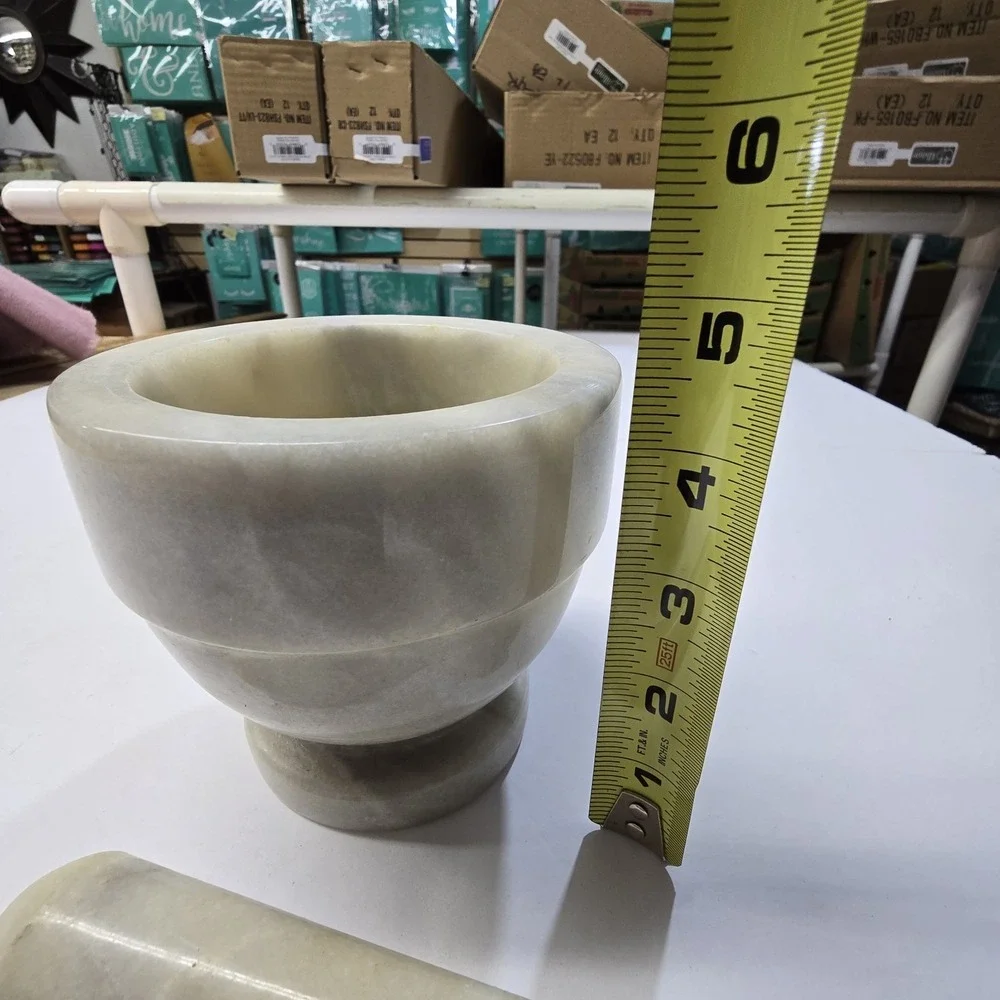 Marble Mortar Pestle Set White Stone Grinder Masher Crush Spice Herb Pill 4.75